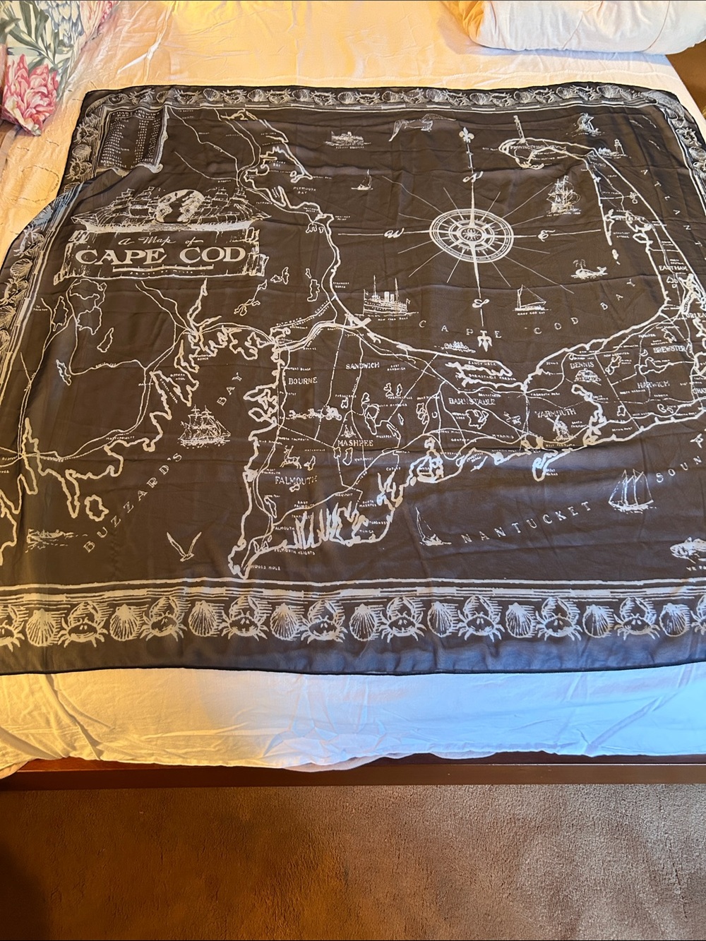 Cape Cod Map Scarf  - Blue